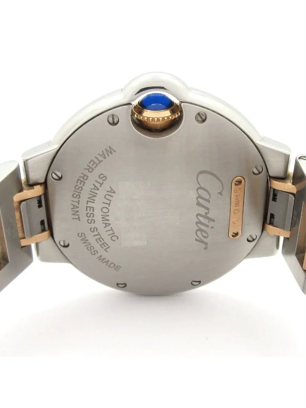 Cartier Watch Baron Blue de SS 18k Pink Diamond Index Required OH Silver